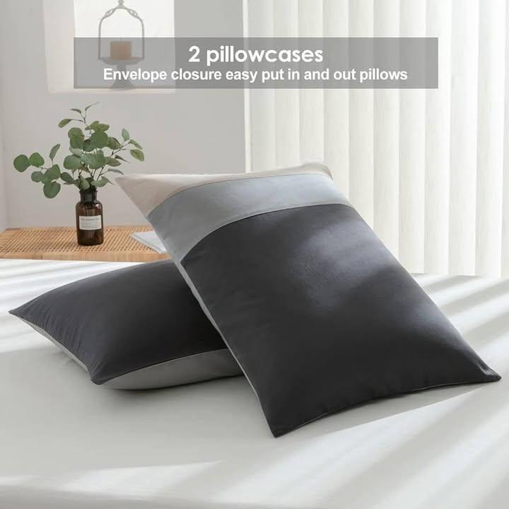 純棉拼接現代床上被套3件套 (5)