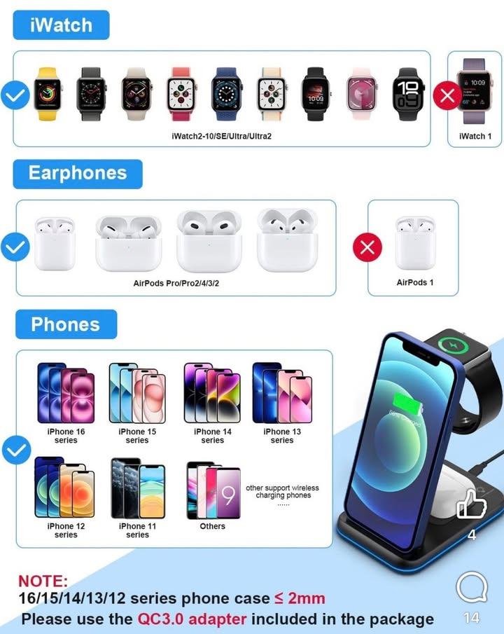 ZUBARR 3合1可摺式無線充電座 (3)