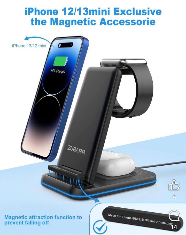 ZUBARR 3合1可摺式無線充電座 (4)
