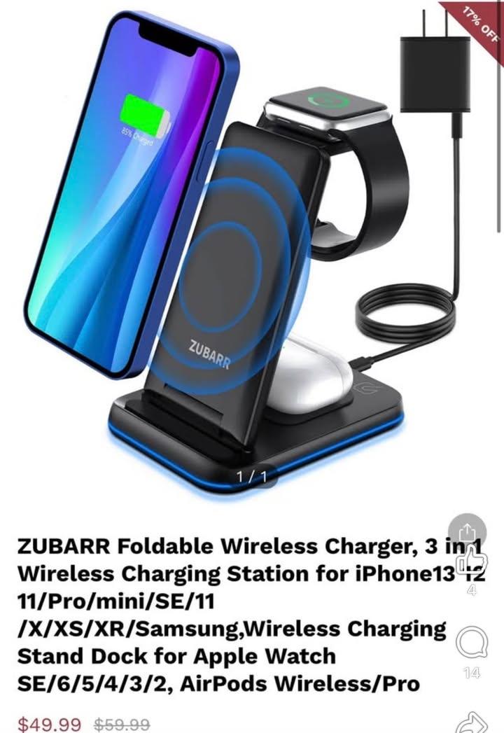 ZUBARR 3合1可摺式無線充電座
