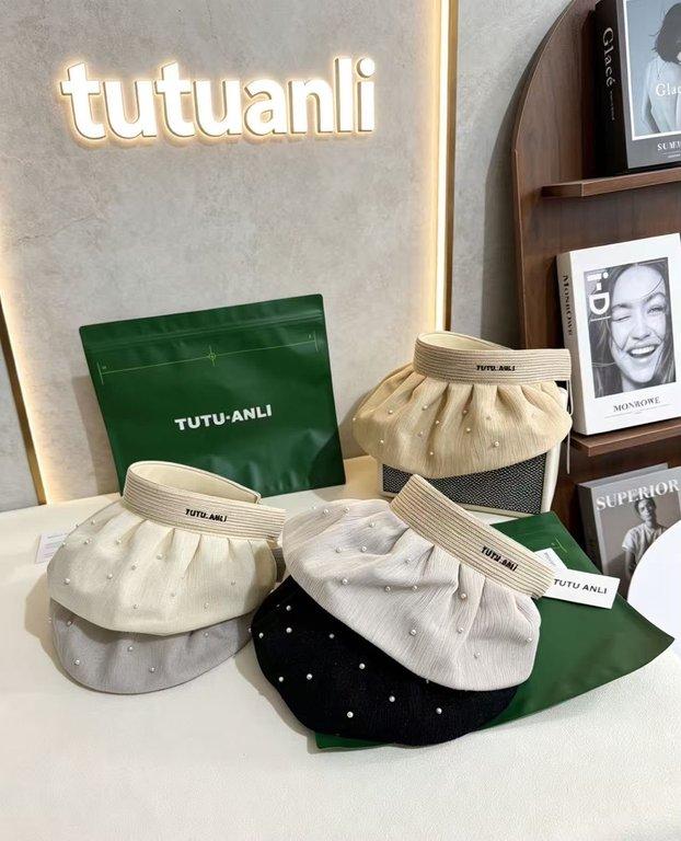 TUTU·ANLI 柔霧珠光褶皺遮陽空頂帽 (2)