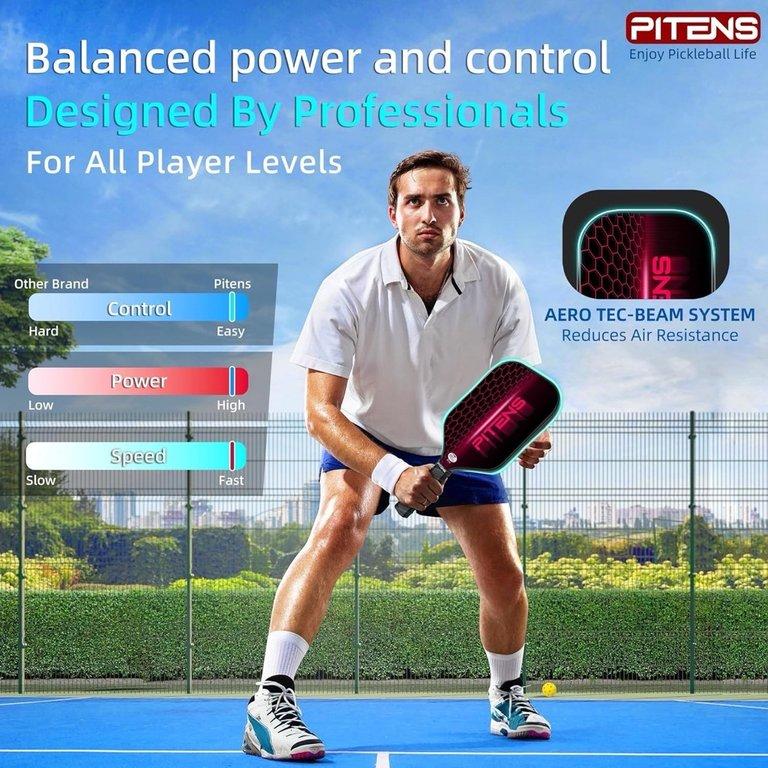 PITENS 專業碳纖維 Pickleball 球拍套裝 (3)